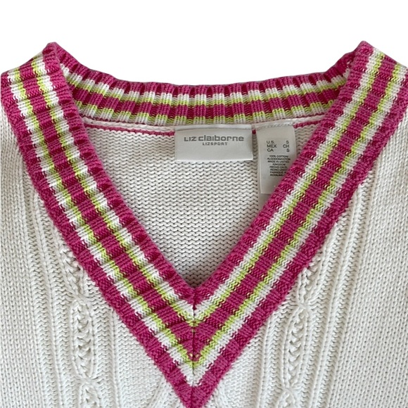 Liz Claiborne white sleeveless V-neck sweater - Picture 4 of 9